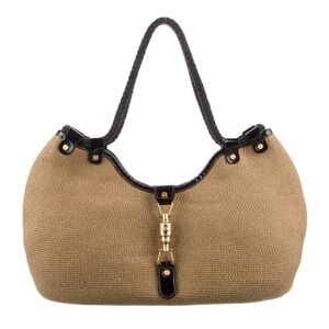 Eric Javits Woven Tan Tote with Black Accents